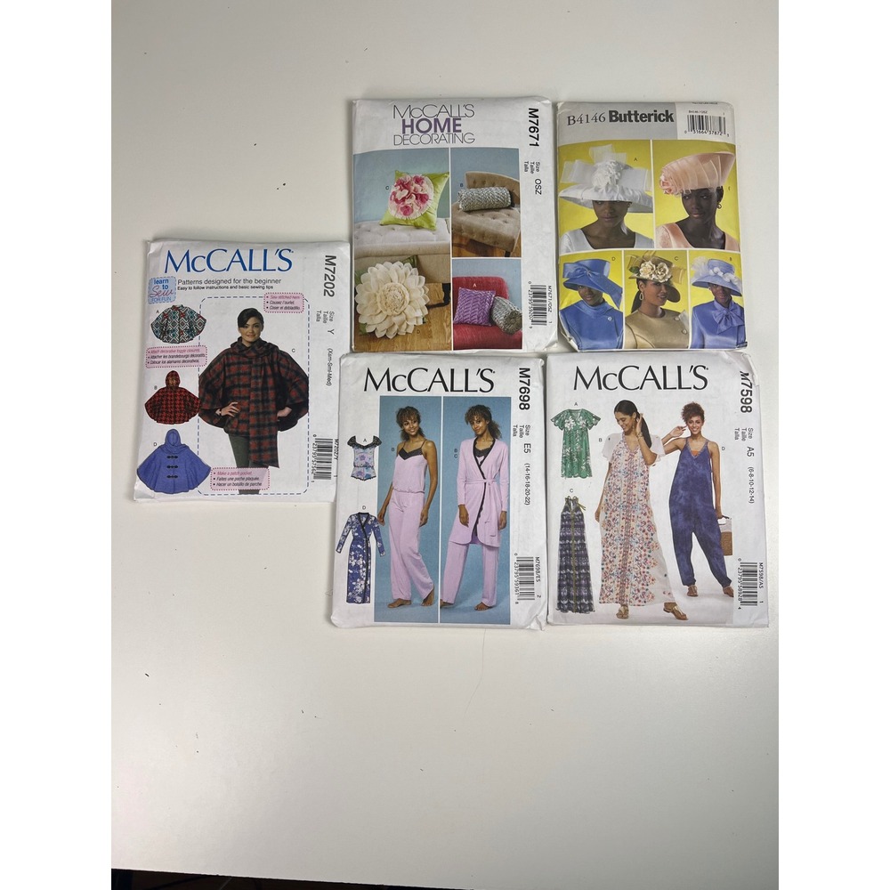 McCalls Butterick Sewing Patterns Lot M7020 M7598 M7698 B4146 Home Decorating